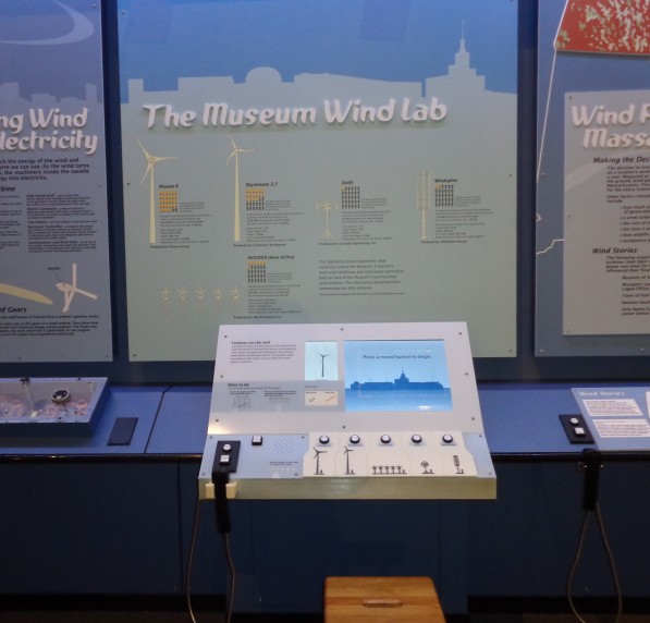 Exhibit component contains an informational label and an interactive computer touch screen